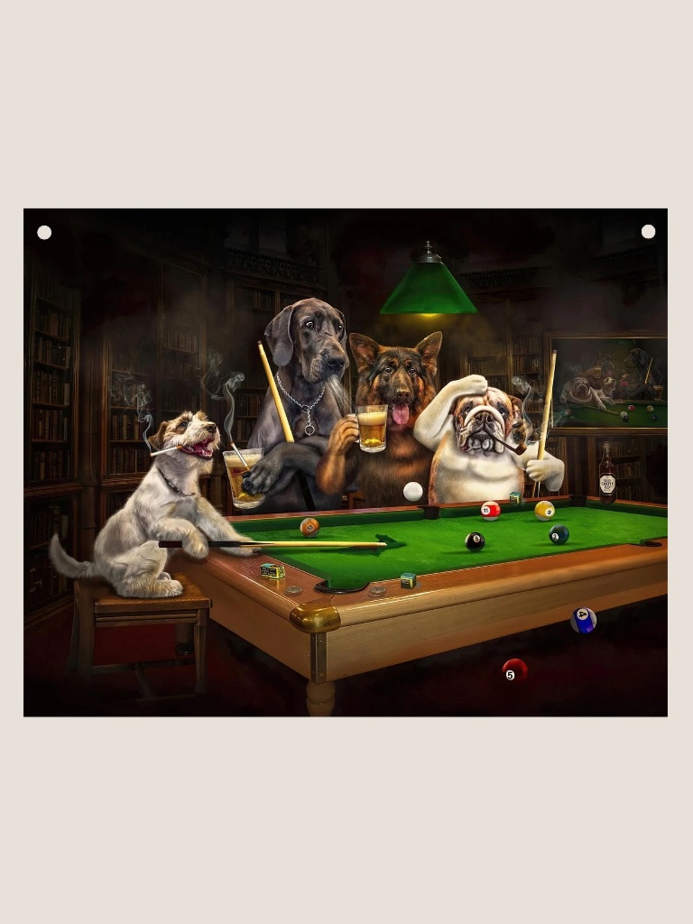Dogs Playing Billiards Pool  Metal Aluminum Sign 8"x10"